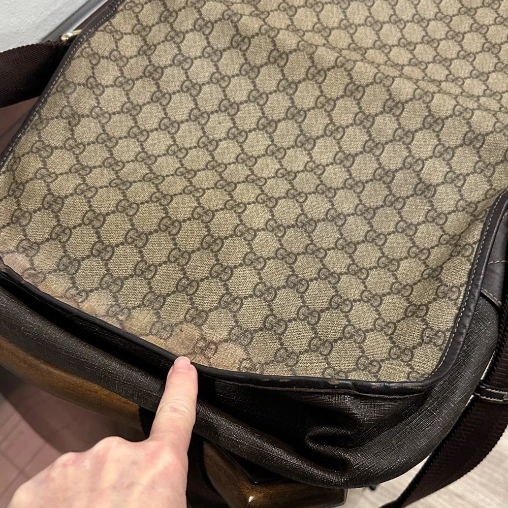 Gucci Beige and Brown Monogram Messenger Bag